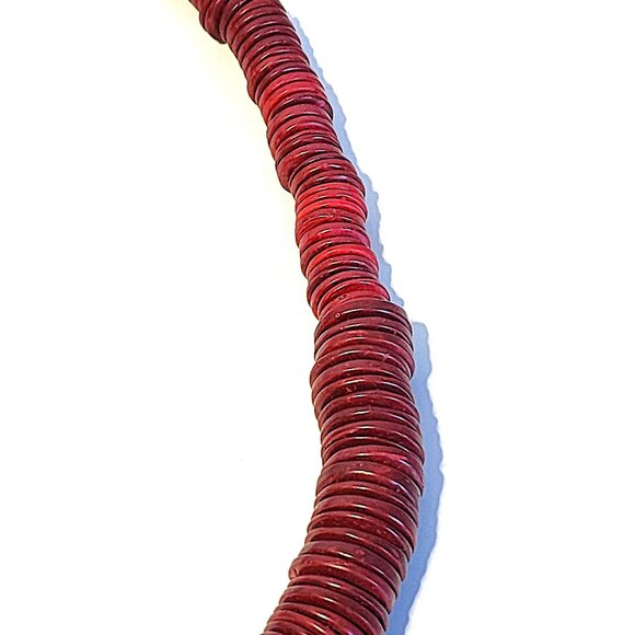 Red wood bead necklace & bracelet set - Picture 3 of 9